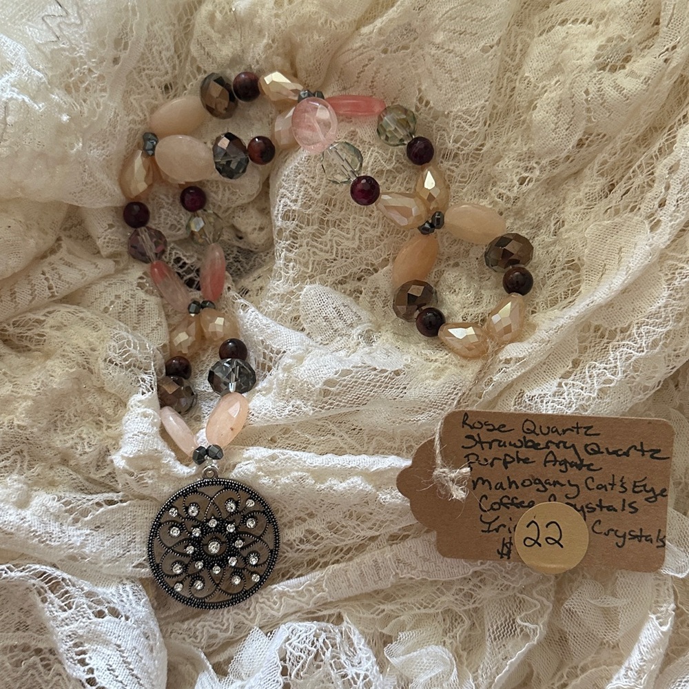 Icing,Sprinkles&Cake HangCharm (Strawberry &Rose Quartz&Mahogany Cat’s Eye)